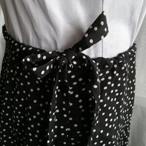 Vintage polka dot skirt, revamped, stretch waistband, cotton and polyester